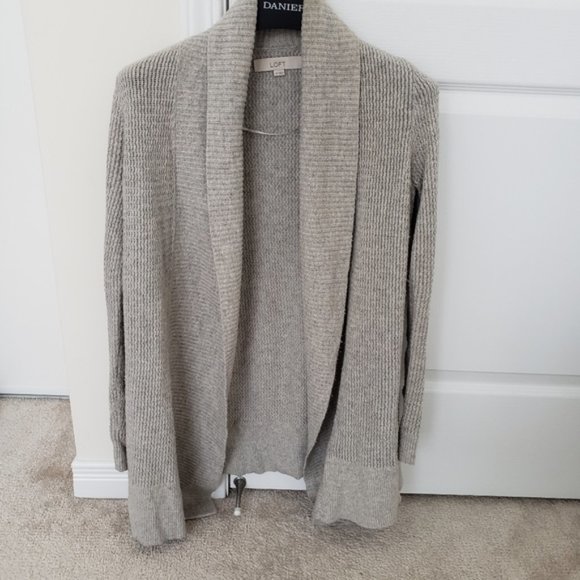 LOFT Grey Collared Sweater Cardigan XS